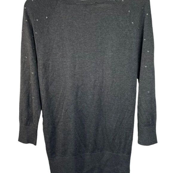 White House Black Market XS Soft Sweater: 3/4 sleeves and rhinestones on front - Picture 4 of 7